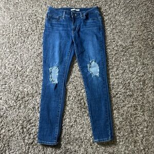Levi's Women’s Dark Blue Distressed Skinny Jeans Size 28